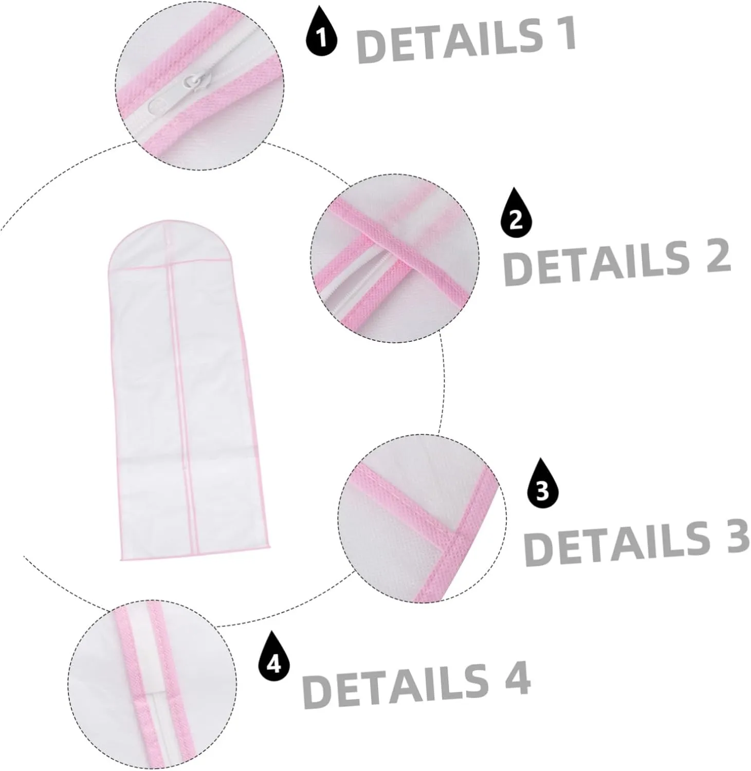 PRETYZOOM Dress Cover for Wedding Gown Bridal Garment Bag Nonwoven Dustproof Washable Preserve Bridal Gown