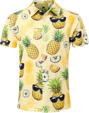 RAISEVERN Mens Hawaiian Shirt Casual Button Down Short Sleeve Tropical Beach Dress Shirt for Summer Holiday