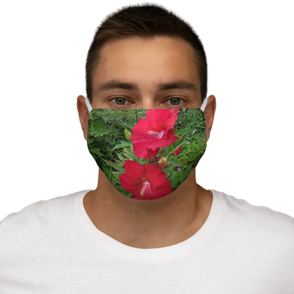 Red Flowers Snug-Fit Polyester Face Mask