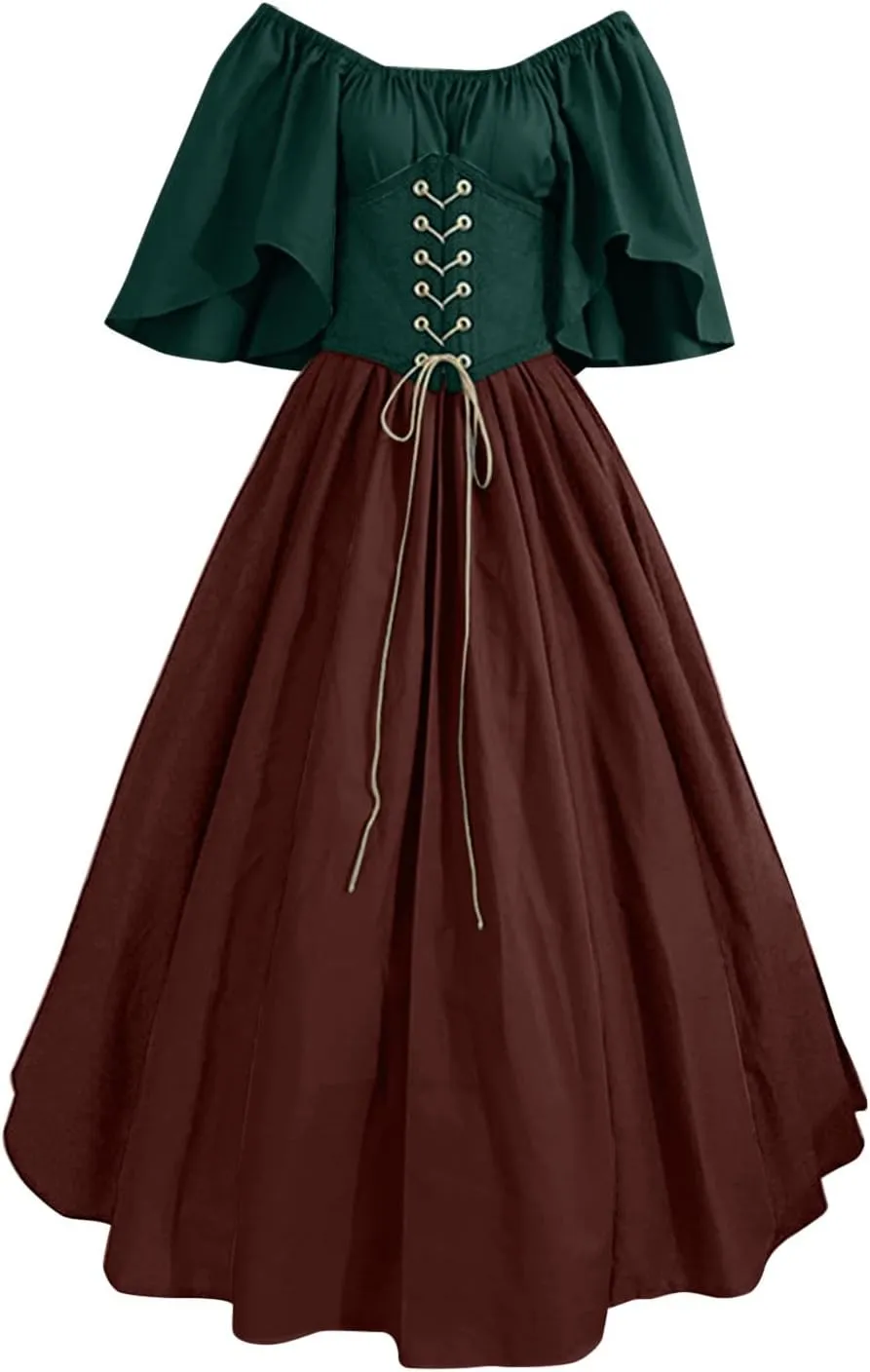 Renaissance Dresses for Women Long Sleeve Irish Over Dress Medieval Dresses Costume Medieval Costume Irish Long Over Dress