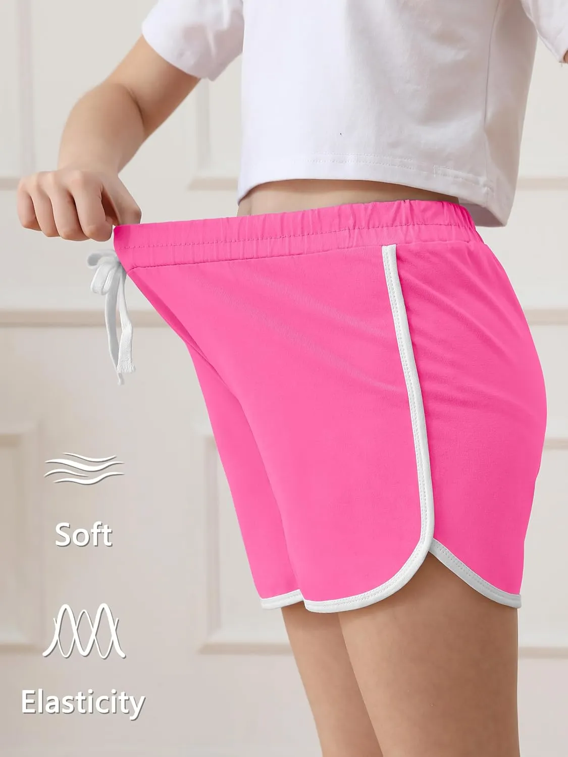 Resinta 5 Packs Girls Cotton Athletic Shorts Active Running Shorts Toddler Summer Shorts Dolphin Dolphin Yoga Shorts