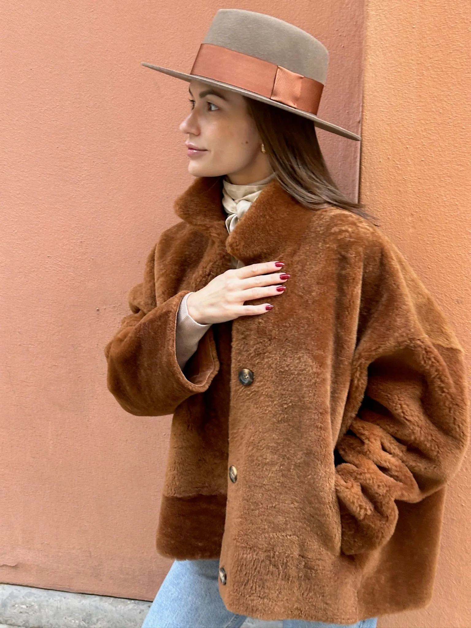 Reversible Lambfur Jacket brown