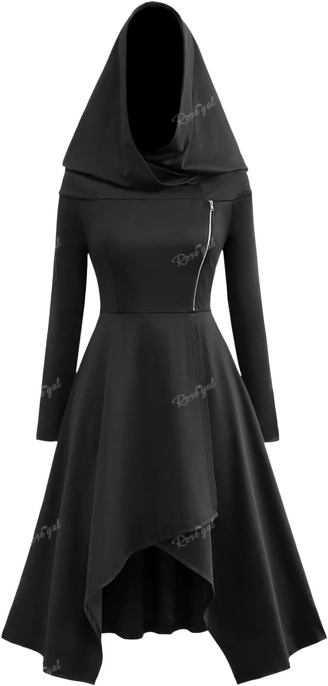 ROSE GAL Rosegal Plus Size Medieval Dress Costumes Hooded Renaissance Halloween Witch Dress