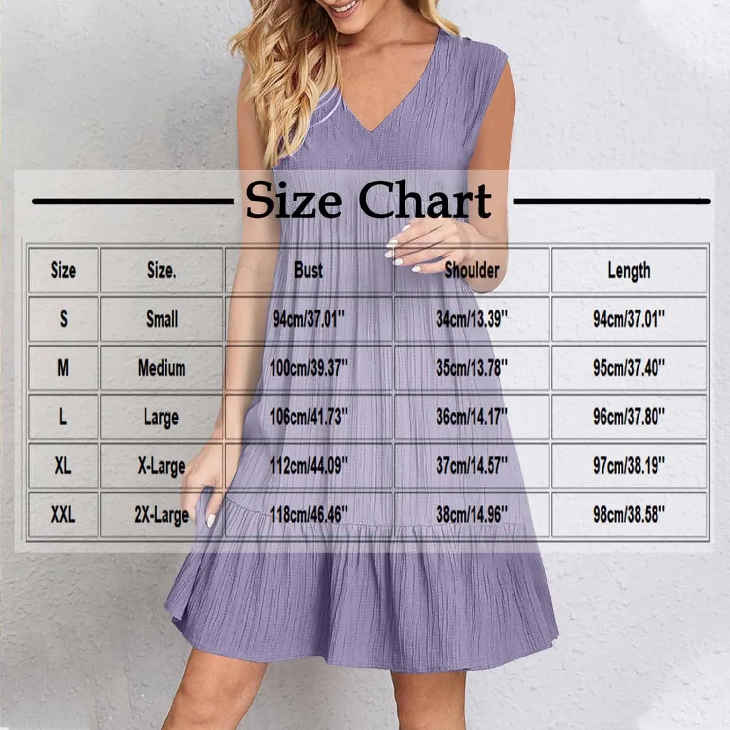 Ruffle Hem Beach Sundress for Women Summer Casual Wrinkles Sleeveless V Neck Tank Dresss Cute Babydoll Mini Dresses
