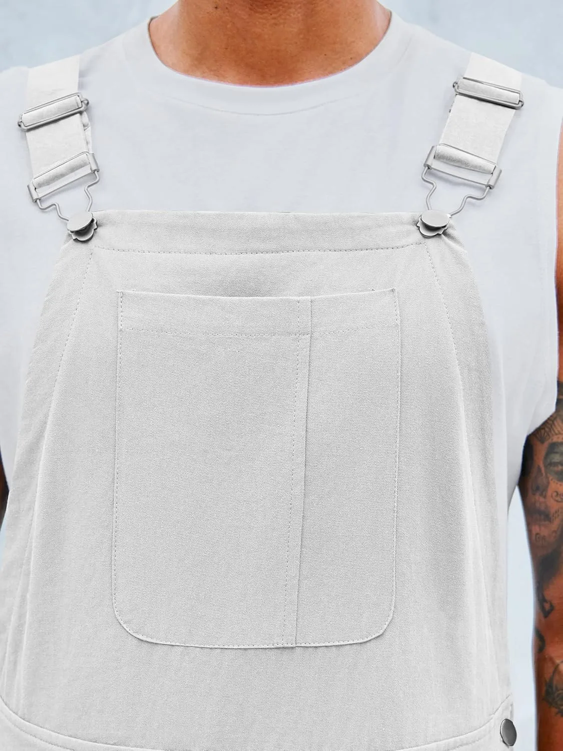 Runcati Men's Bib Overalls Cotton Relaxed Fit Pants Fashion Workwear Jumpsuit with Pockets