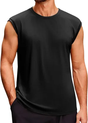 Runcati Men's Sleeveless Tank Tops Crewneck Casual Workout Gym Cut Off Muscle Fit T Shirt