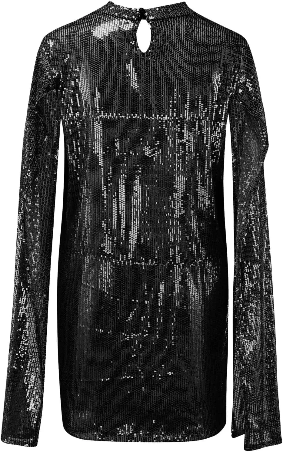 Sequin Mini Dress for Women Cloak Sleeve Shiny Club Night Cape Dresses Casual Party Cocktail Dress Wedding Guest Short Dress