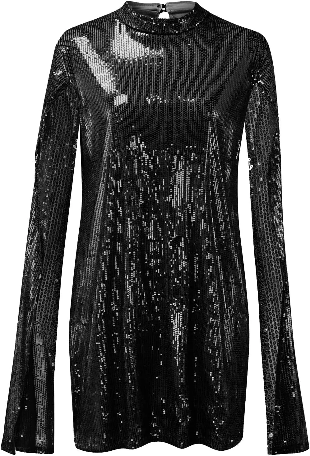 Sequin Mini Dress for Women Cloak Sleeve Shiny Club Night Cape Dresses Casual Party Cocktail Dress Wedding Guest Short Dress