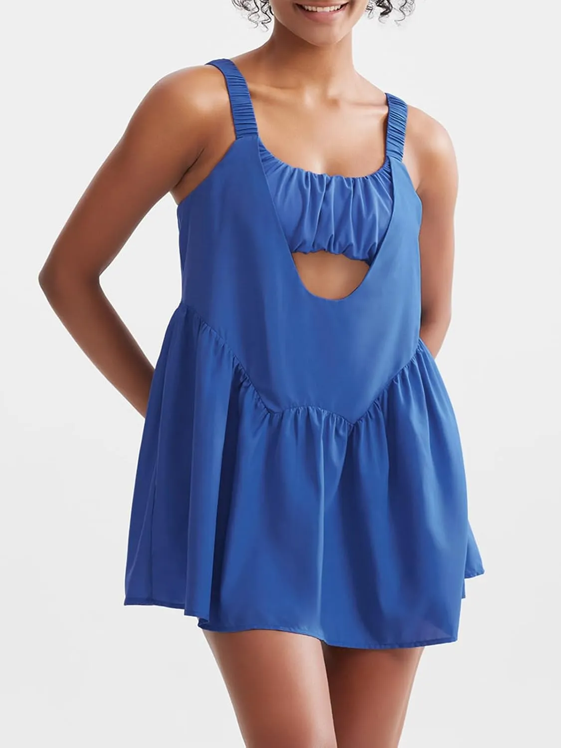 Sexyasasii Women Tennis Dress with Built in Shorts and Bra Sleeveless Casual Backless Golf Dress Athletic Dress with Pockets