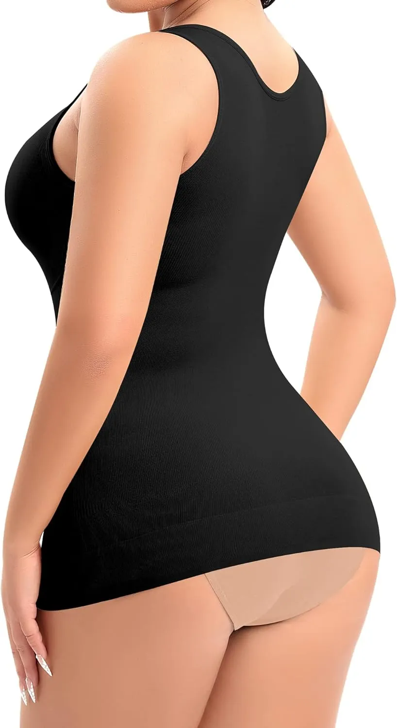 Shapewear Tank Tops for Women with Built in Bra Tummy Control Compression Camisoles Body Shaper Padded Tanks