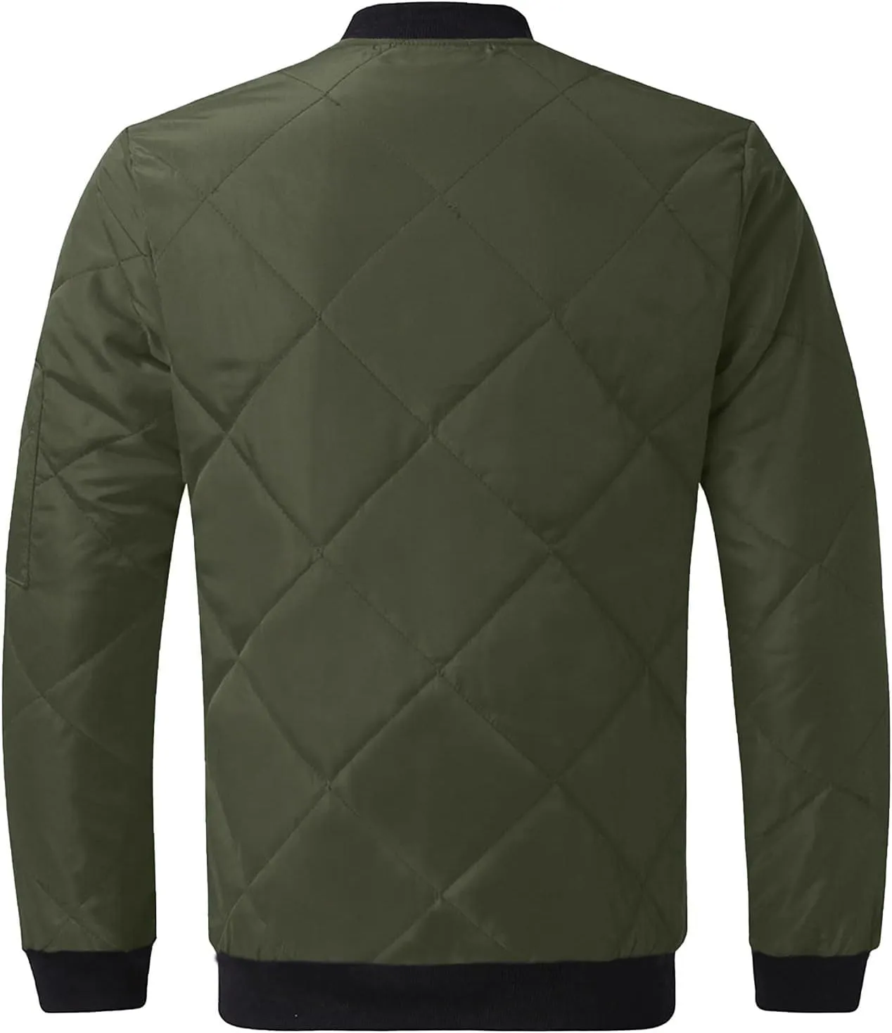 SHOPESSA Men's Winter Coat Casual Mock Neck Zip Up Down Jacket Padded Bomber Jacket Men Relaxed Fit Diamond Quilted Jackets