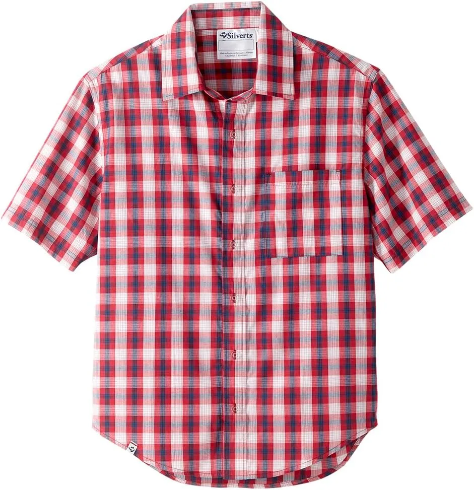 Silverts Mens Magnetic Buttons Adaptive Short Sleeve Shirt - Dress Shirt for Elderly Seniors