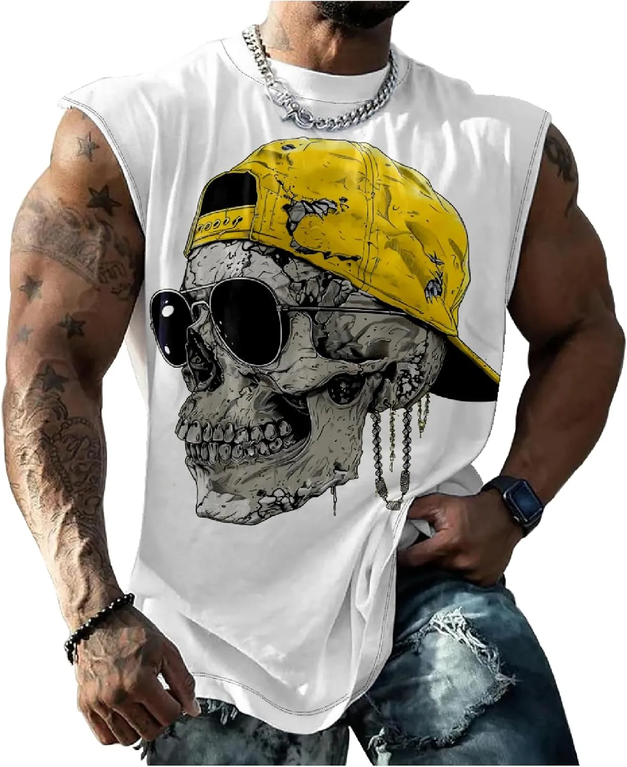 Sleeveless T Shirts for Men Muscle Tank Top Summer Funny Bodybuilder Workout Gym Tank Tops Comfy Tank Tops