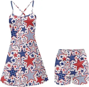 Slim Comfort Tennis Dress Womens Athletic Dress Built in Shorts Workout Exercise Golf Summer Dress XS-2XL