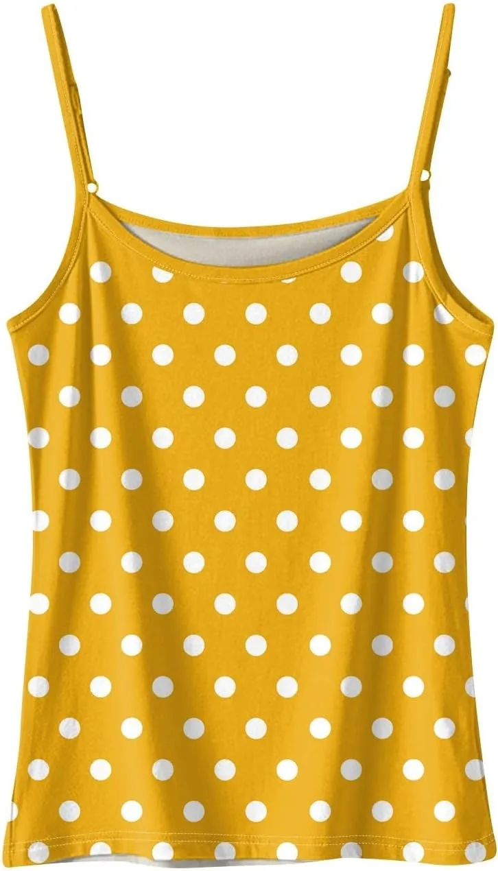 slqdgmryz Tank Top for Women Loose Fit Summer Spaghetti Straps Cami Top Basic Scoop Neck Adjustable Cute Sleeveless Shirts