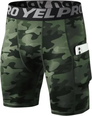 SPVISE Compression Shorts Men Spandex Sports Shorts Workout Running Gym Shorts Cool Dry Athletic Baselayer Underwear Pockets