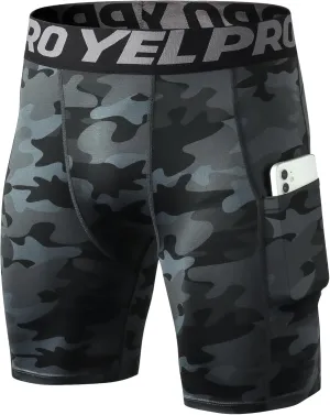 SPVISE Compression Shorts Men Spandex Sports Shorts Workout Running Gym Shorts Cool Dry Athletic Baselayer Underwear Pockets
