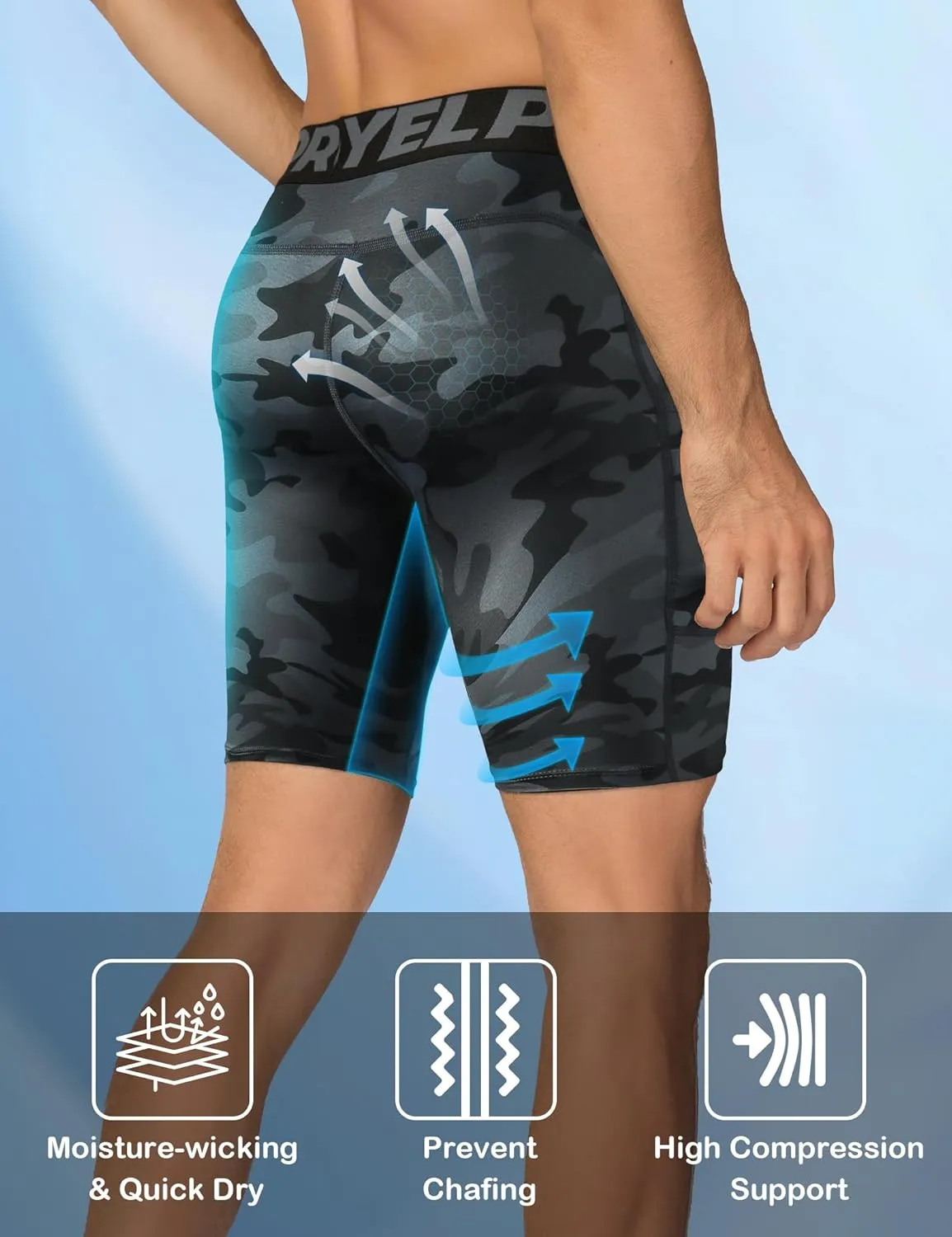 SPVISE Compression Shorts Men Spandex Sports Shorts Workout Running Gym Shorts Cool Dry Athletic Baselayer Underwear Pockets