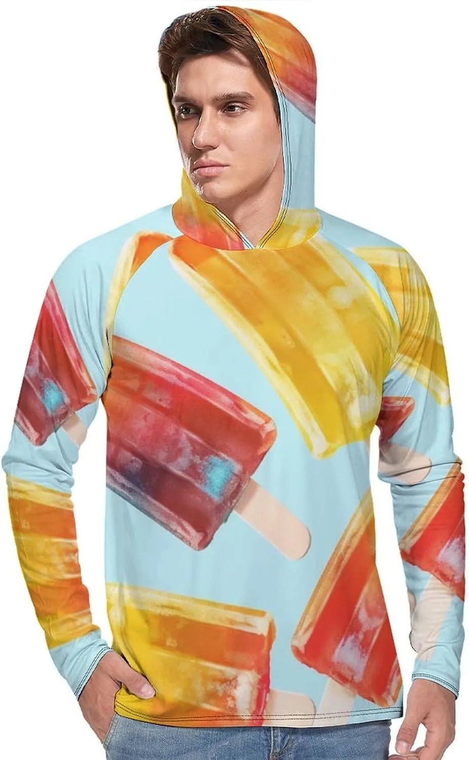 Sun Protection Shirt Long Sleeve Hoodie Popsicles Lightweight Rash Guard Quick Dry Sun Shirt for Outdoor