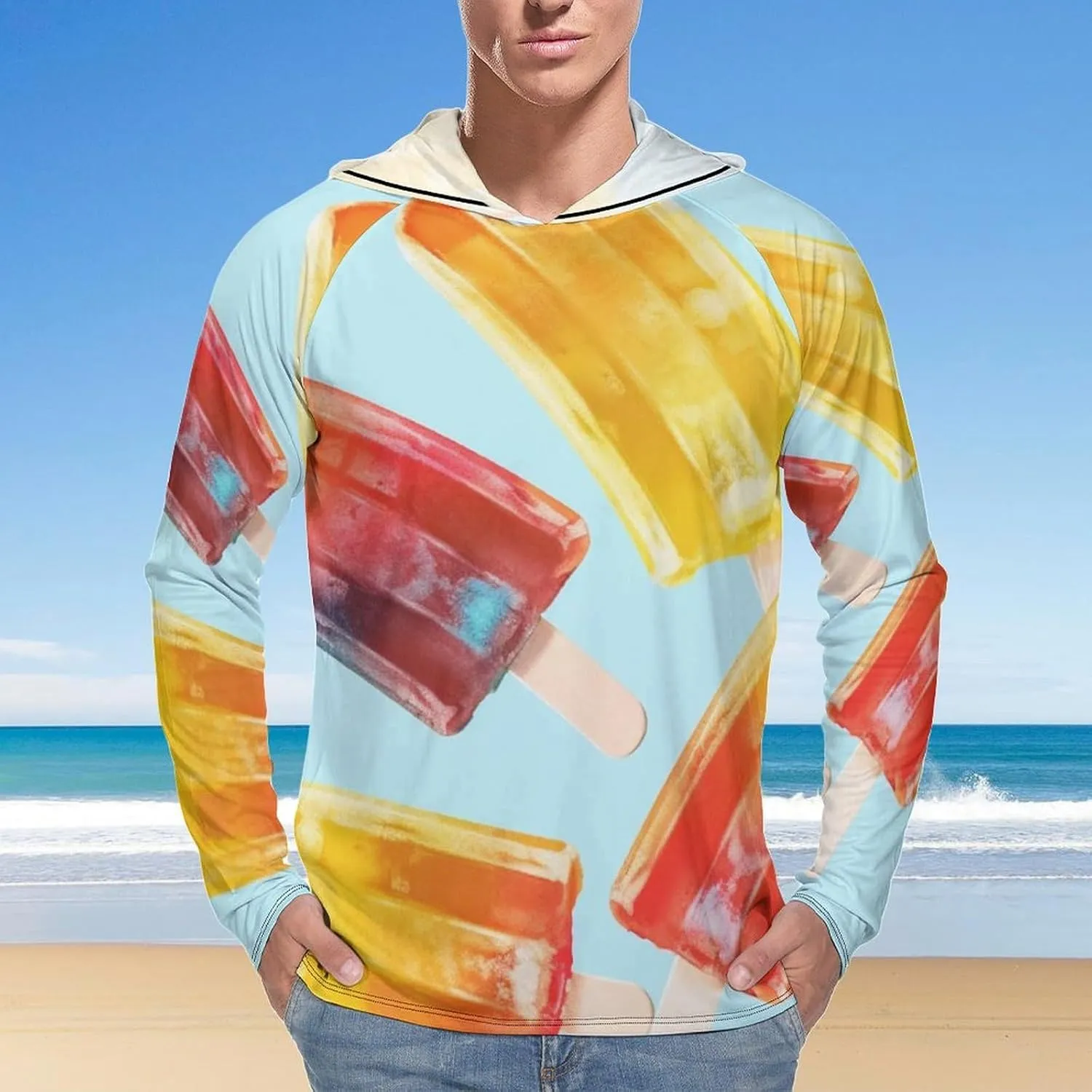 Sun Protection Shirt Long Sleeve Hoodie Popsicles Lightweight Rash Guard Quick Dry Sun Shirt for Outdoor