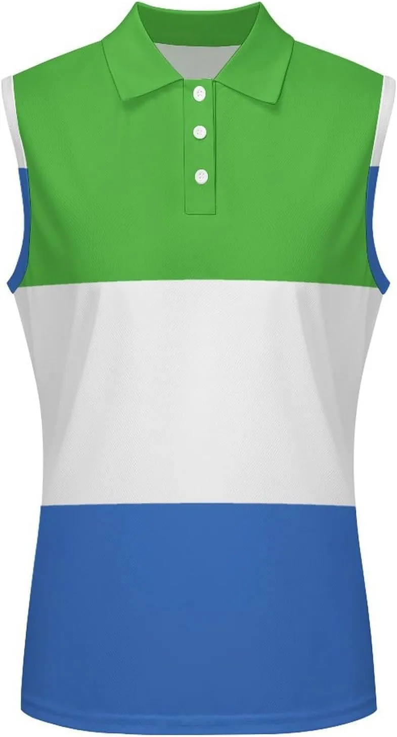 TAIZIYEAH Saint Kitts and Nevis Flag Women's Sleeveless PO-LO Shirts Collared V Neck Tennis Tank Tops Quick Dry Lightweight