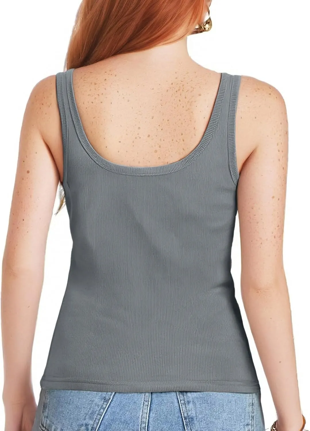 Tank Top for Women Cropped Spaghetti Strap Scoop Neck Ribbed Knit Sleeveless Basic Layering Shirts Summer Clothes 2025