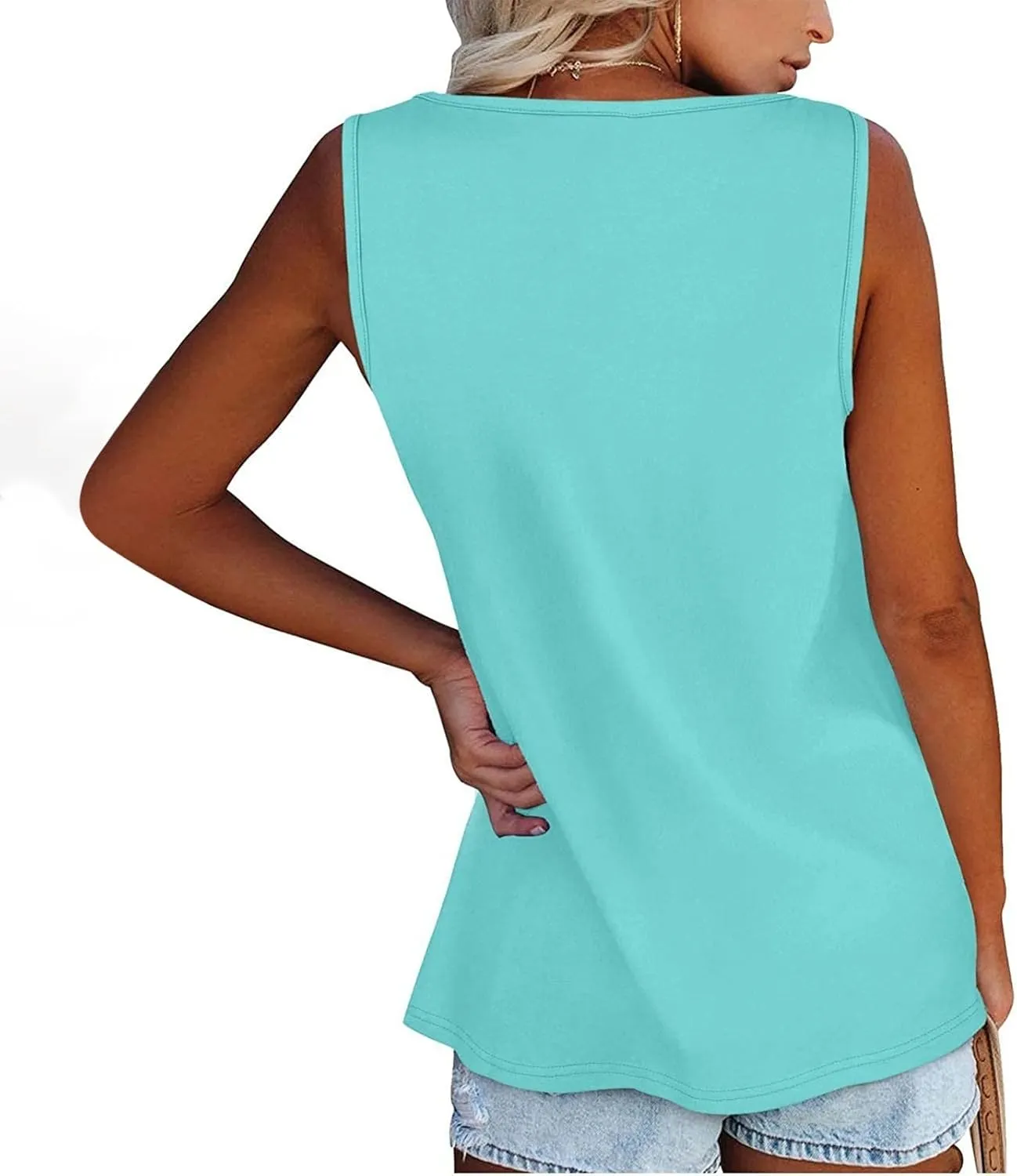 Tank Top For Women Summer Casual Solid Sleeveless Basic Cami Shirts Plus Size Henley Button Down Tunics Tshirts