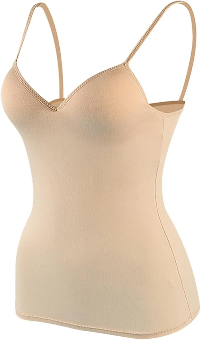 Tank Top with Built in Bra for Women 2025 Casual Spaghetti Strap Sleeveless Tees Basic Top Camisole Undershirts