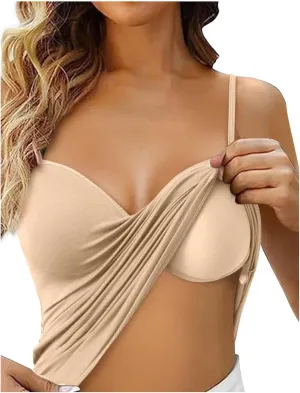 Tank Top with Built in Bra for Women 2025 Casual Spaghetti Strap Sleeveless Tees Basic Top Camisole Undershirts