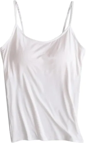 Tank Top With Built In Bra For Women Going Out Scoop Neck Crop Camisole Tops Padded Shelf Bras Modal Basic Cami Tank