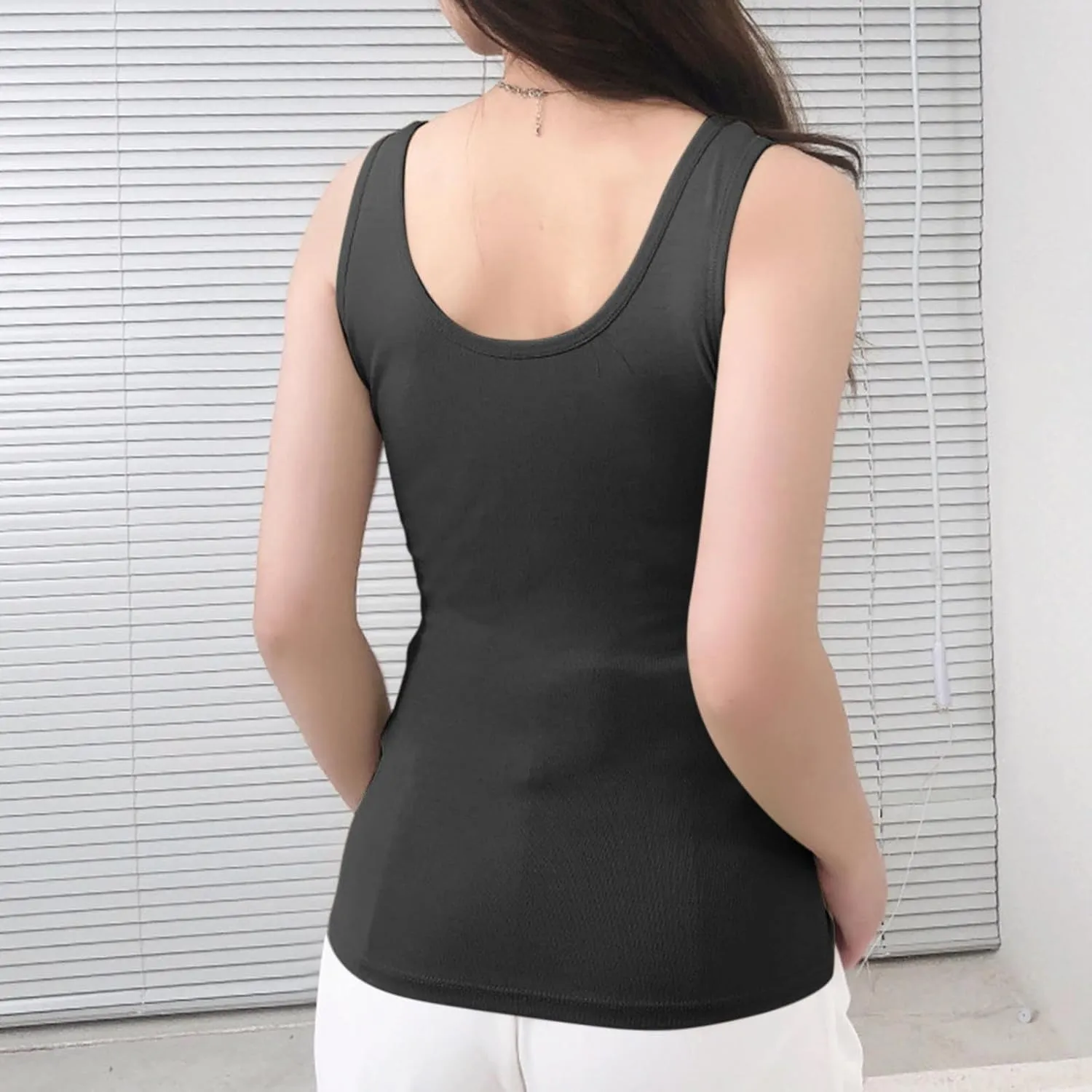 Tank Top with Built in Bra for Women No Underwire Lightly Padded Seamless Bras Breathable Comfy Soft Sleep Undershirts