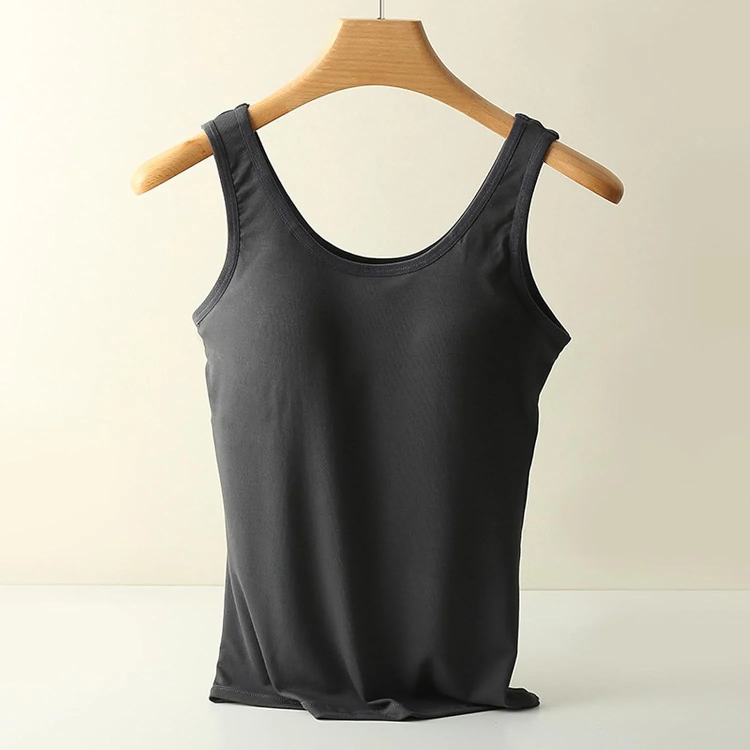 Tank Top with Built in Bra for Women No Underwire Lightly Padded Seamless Bras Breathable Comfy Soft Sleep Undershirts