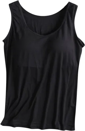 Tank Top with Built in Bra for Women Plus Size Wide Strap Crewneck Workout Yoga Athletic Casual Camisole Outfits 2025