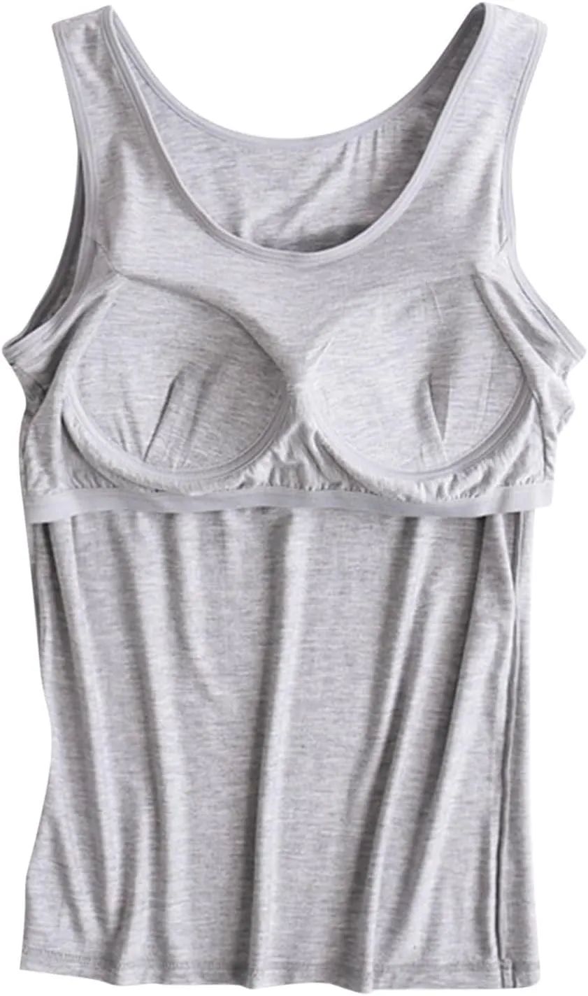 Tank Top with Built in Bra for Women Plus Size Wide Strap Crewneck Workout Yoga Athletic Casual Camisole Outfits 2025