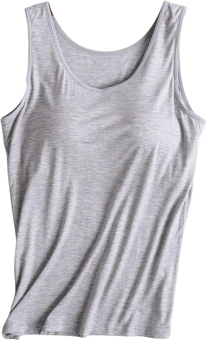 Tank Top with Built in Bra for Women Plus Size Wide Strap Crewneck Workout Yoga Athletic Casual Camisole Outfits 2025
