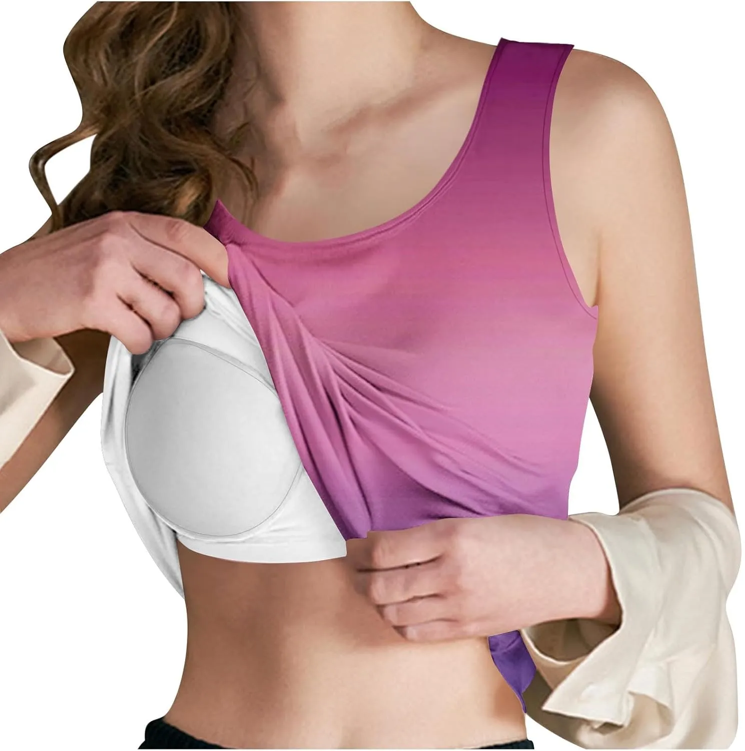 Tank Top with Built in Bra for Women Summer Sleeveless Basic Cami Shelf Bras Padded Workout Tanks Casual Undershirts