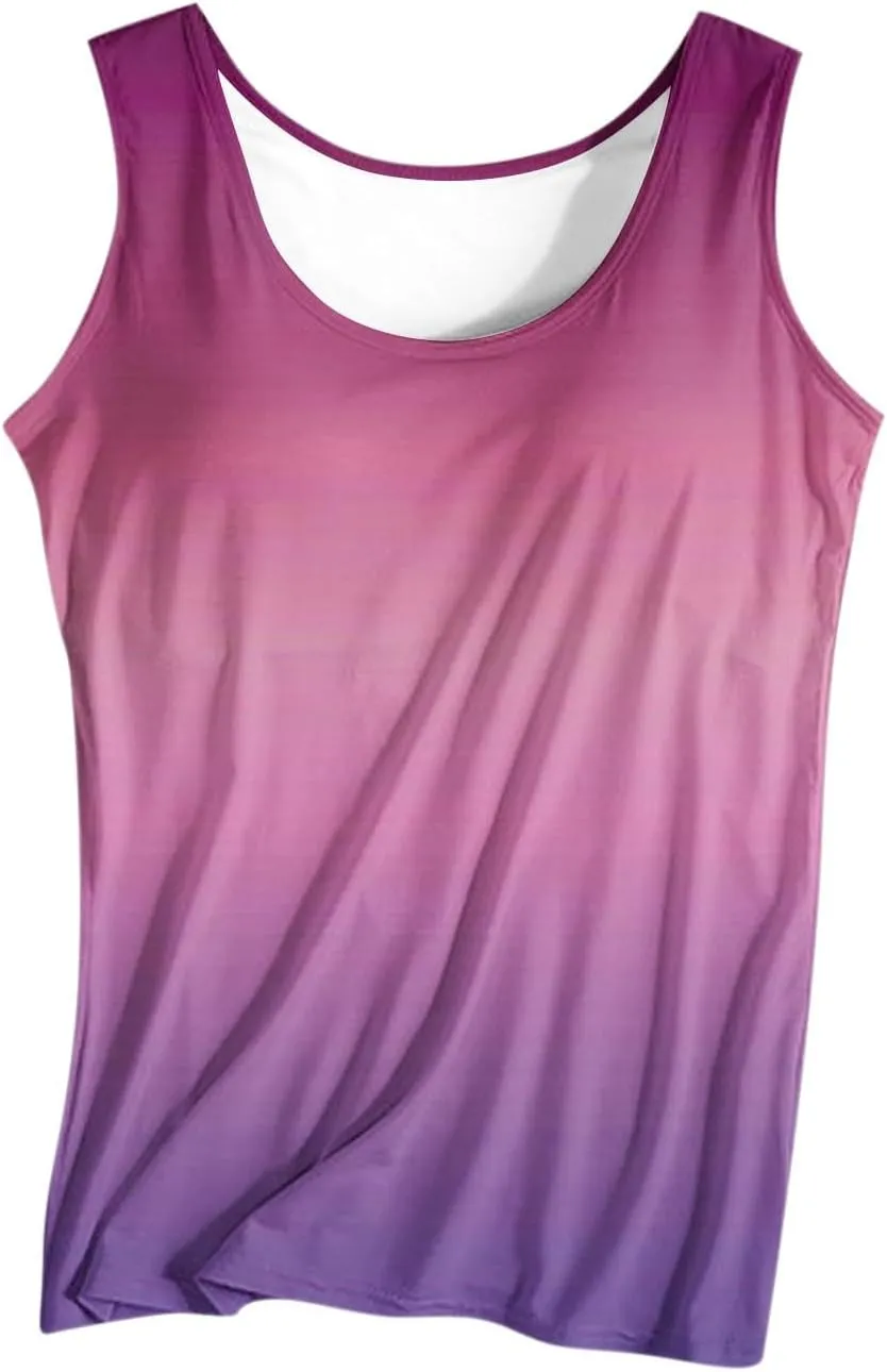 Tank Top with Built in Bra for Women Summer Sleeveless Basic Cami Shelf Bras Padded Workout Tanks Casual Undershirts