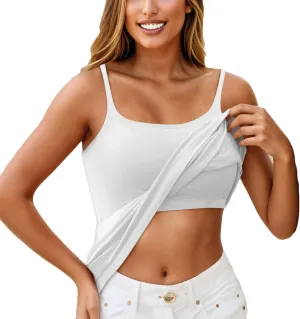 Tank Top, with Built in Bra Sports 2025 Summer Spaghetti Strap Camisoles Cami Sleeveless Trendy Lingerie