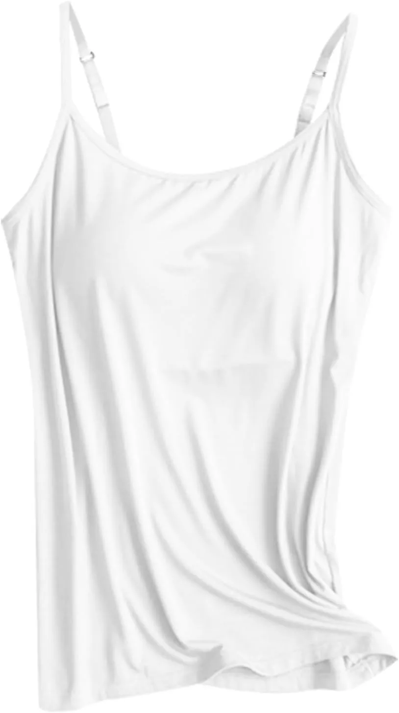 Tank Top, with Built in Bra Sports 2025 Summer Spaghetti Strap Camisoles Cami Sleeveless Trendy Lingerie