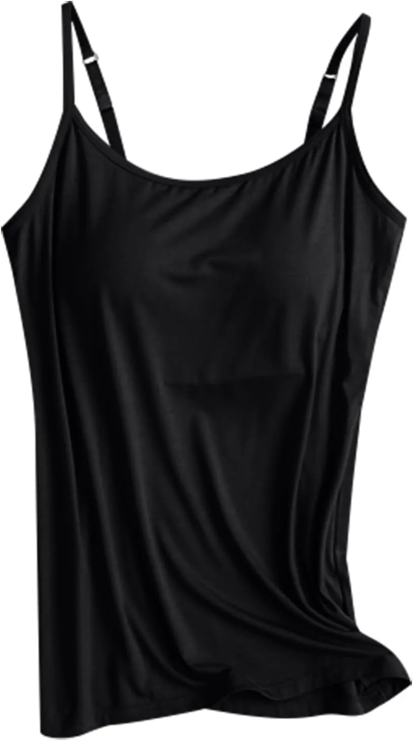 Tank Top, with Built in Bra Sports 2025 Summer Spaghetti Strap Camisoles Cami Sleeveless Trendy Lingerie