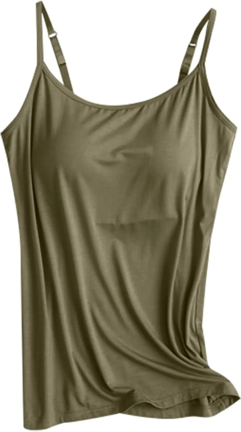 Tank Top, with Built in Bra Sports 2025 Summer Spaghetti Strap Camisoles Cami Sleeveless Trendy Lingerie