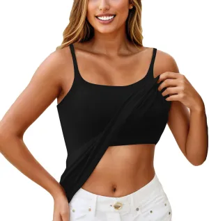 Tank Top, with Built in Bra Sports 2025 Summer Spaghetti Strap Camisoles Cami Sleeveless Trendy Lingerie