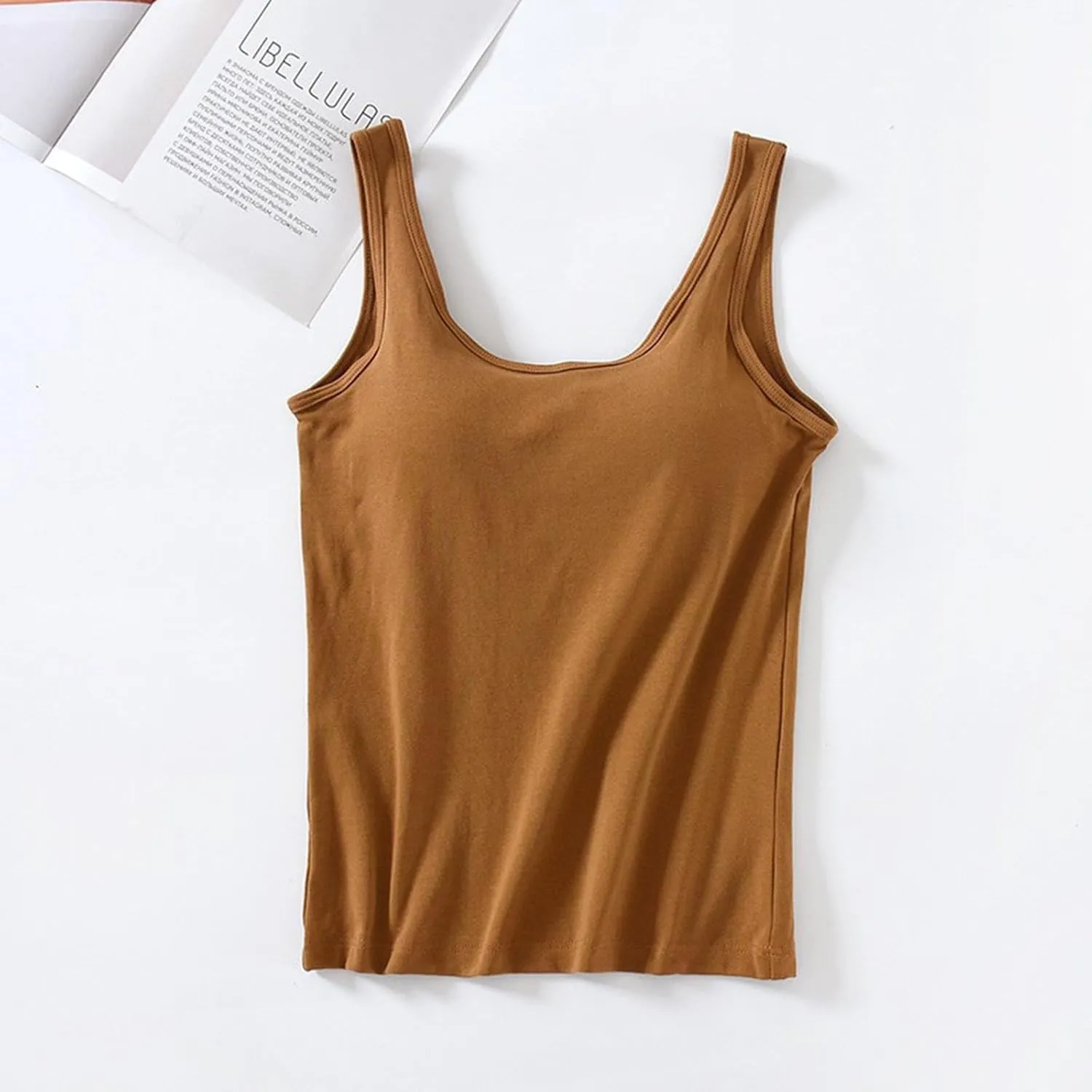Tank Top with Built in Bra,Lace Camisole Tank Tops Square Neck for Women Soft Ribbed Cami with Lace Trim