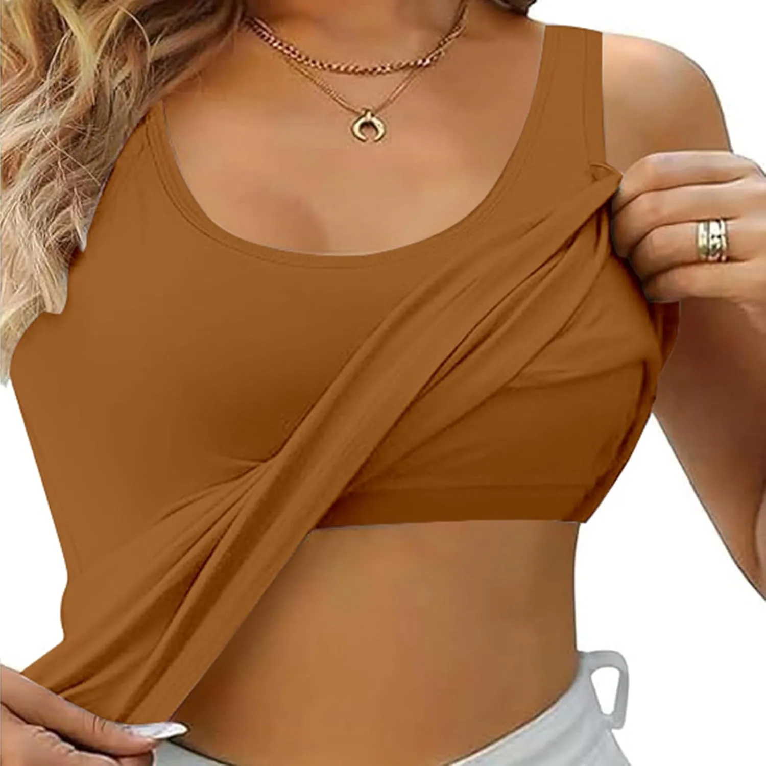 Tank Top with Built in Bra,Lace Camisole Tank Tops Square Neck for Women Soft Ribbed Cami with Lace Trim