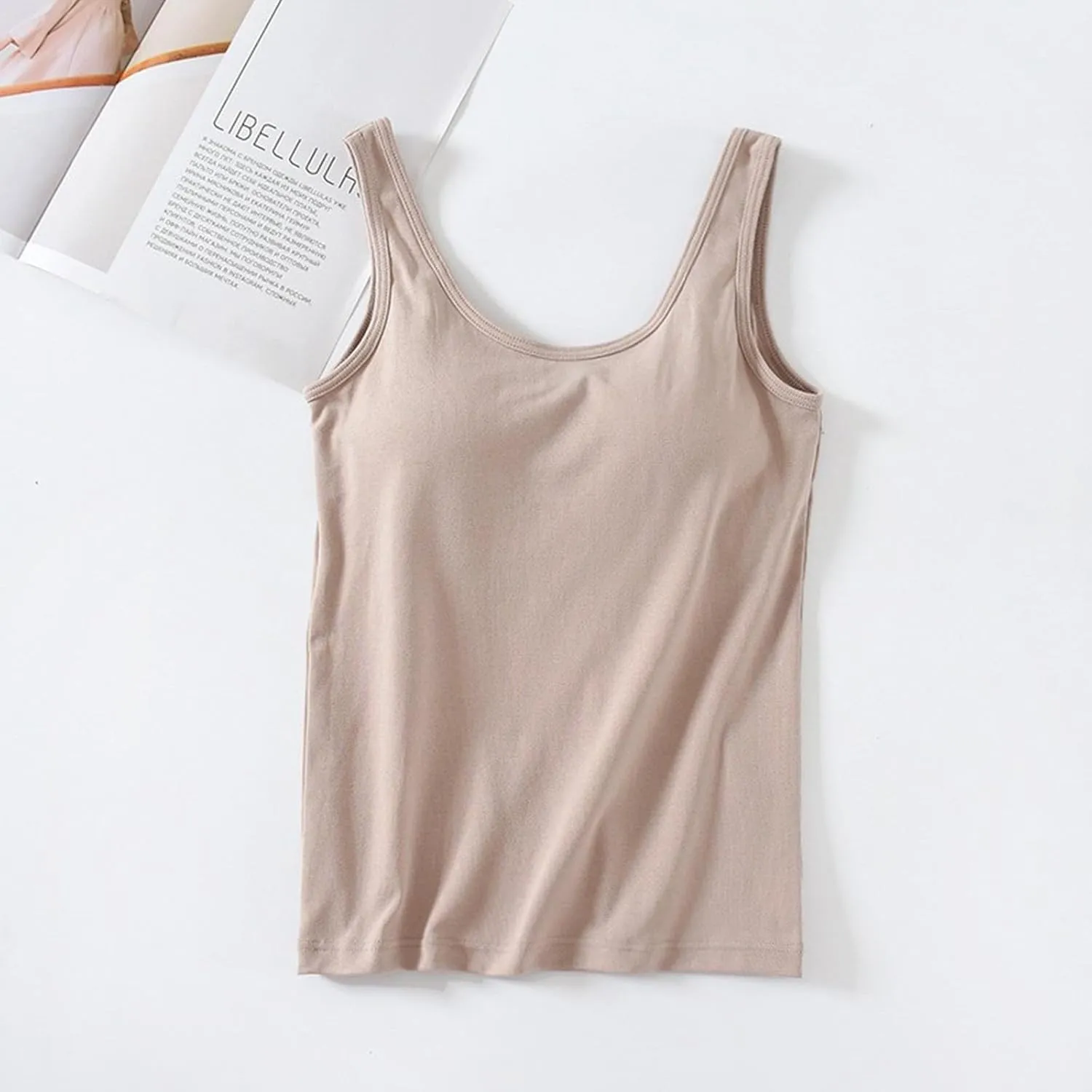 Tank Top with Built in Bra,Lace Camisole Tank Tops Square Neck for Women Soft Ribbed Cami with Lace Trim