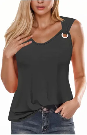 Tank Tops for Women 2025 Casual Solid Color Sleeveless V Neck Tunics Top Summer Vacation Fashion Loose Camisole Tank