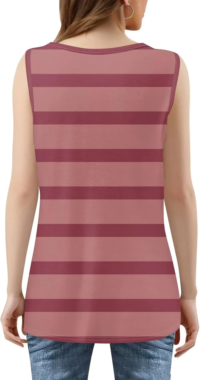 Tank Tops for Women Ruffled Square Neck Summer Pleated Sleeveless Vest Curved Hem Relaxed Fit Holiday Camisole