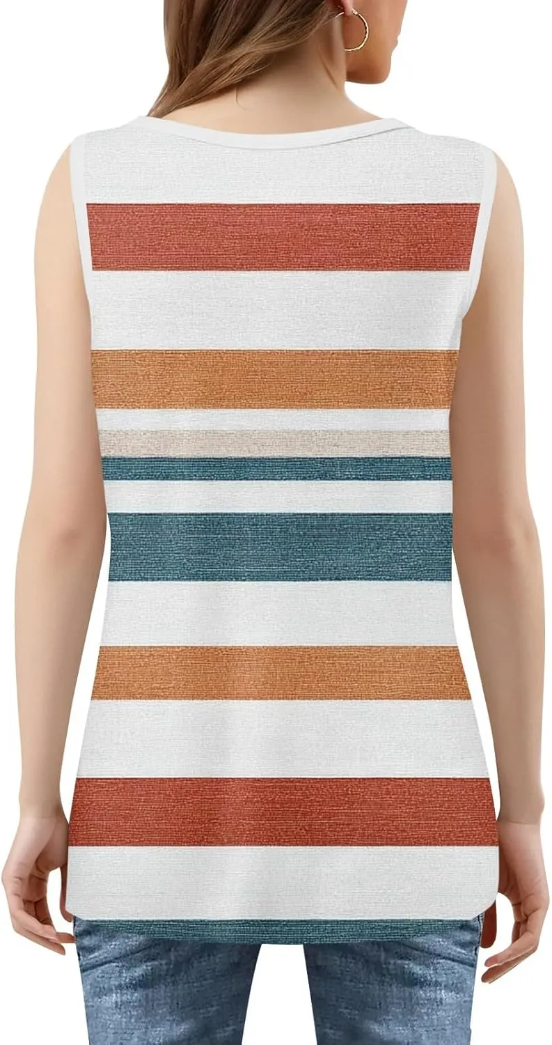 Tank Tops for Women Ruffled Square Neck Summer Pleated Sleeveless Vest Curved Hem Relaxed Fit Holiday Camisole