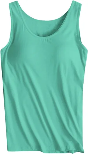 Tank Tops with Built in Bra Padded 2024 Comfy Solid Color Sleeveless Tops Workout Gym Shirt