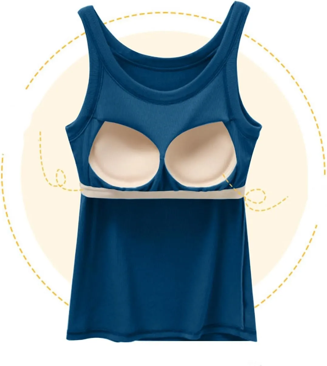 Tank with Built in Bra for Women U Neck Trending Soft Comfy Casual Tank Top Quick Dry Athletic Yoga Shirts